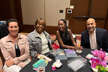 Jenelle, Dr. Sameet Kumar, Pink Angel Carolyn, and breast cancer survivor